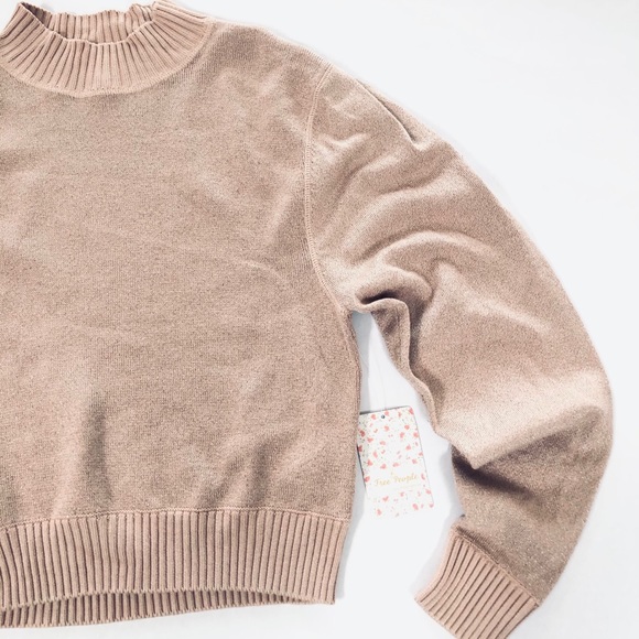 Free People Mock Neck Puffed Sleeves Sweater - Picture 7 of 8